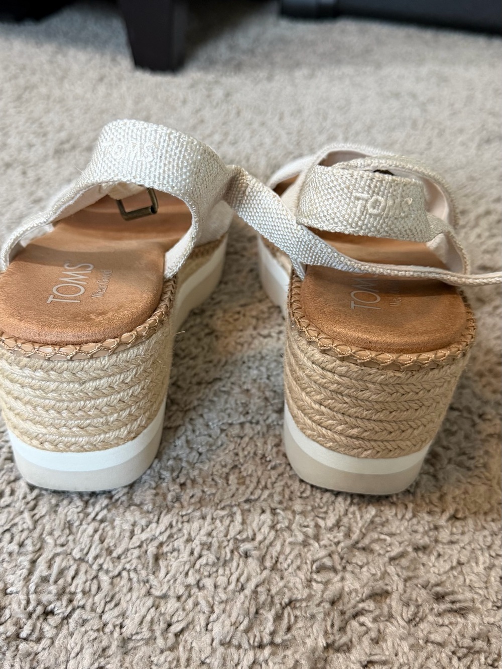 Toms Cream Linen-Look Slingback Sandals - Women - Picture 3 of 5